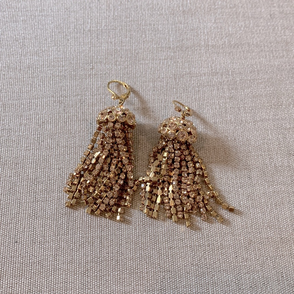 Kate Spade Gold earrings with rose pink gemstones